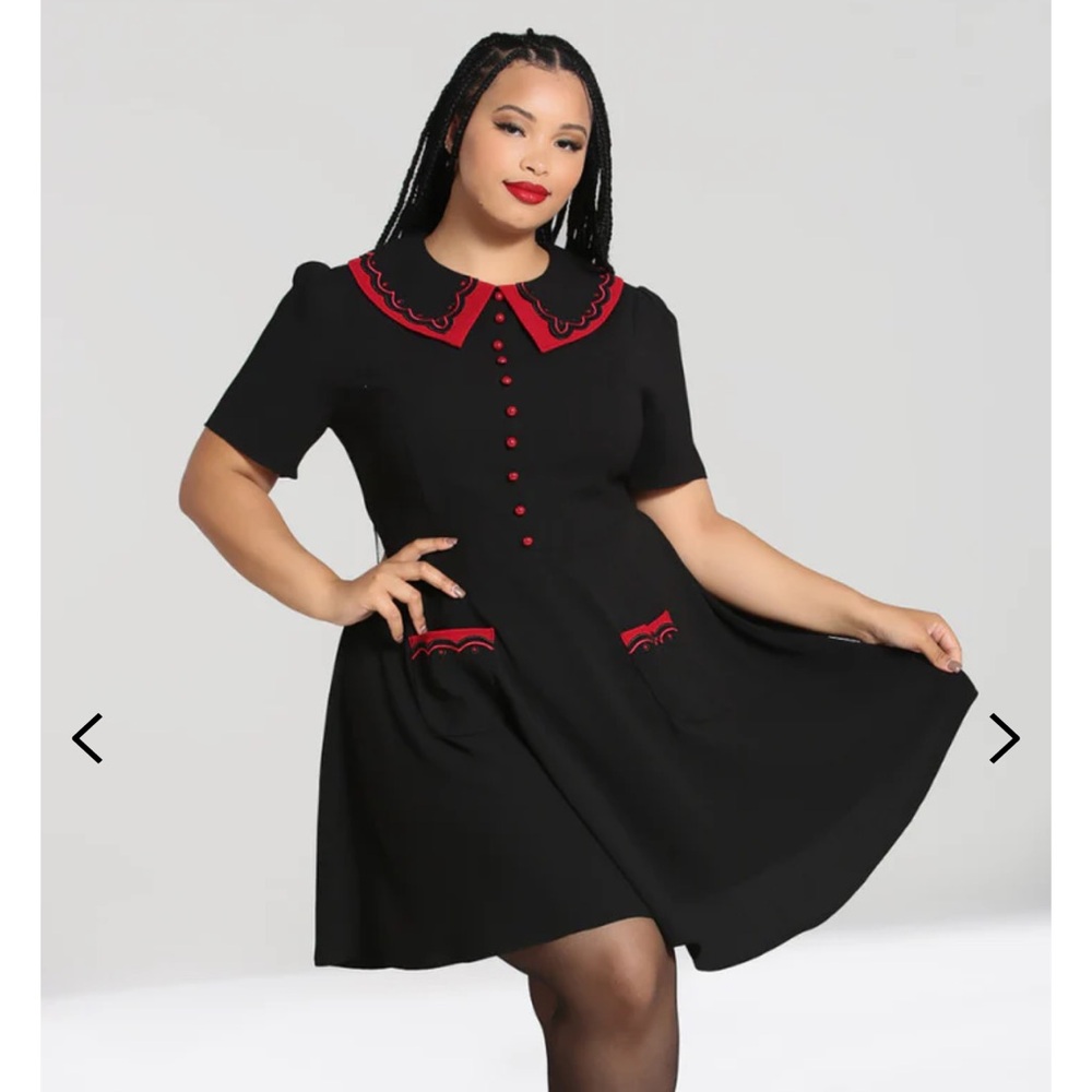 Hell Bunny ModCloth UK 3x (fits like US 2x) Black Red Dress NWT Goth Halloween